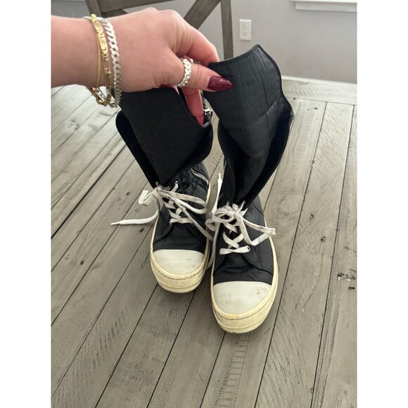 Rick Owens DRKSHDW Ramones High Top Sneakers Black White Size 37 7 - Picture 6 of 8